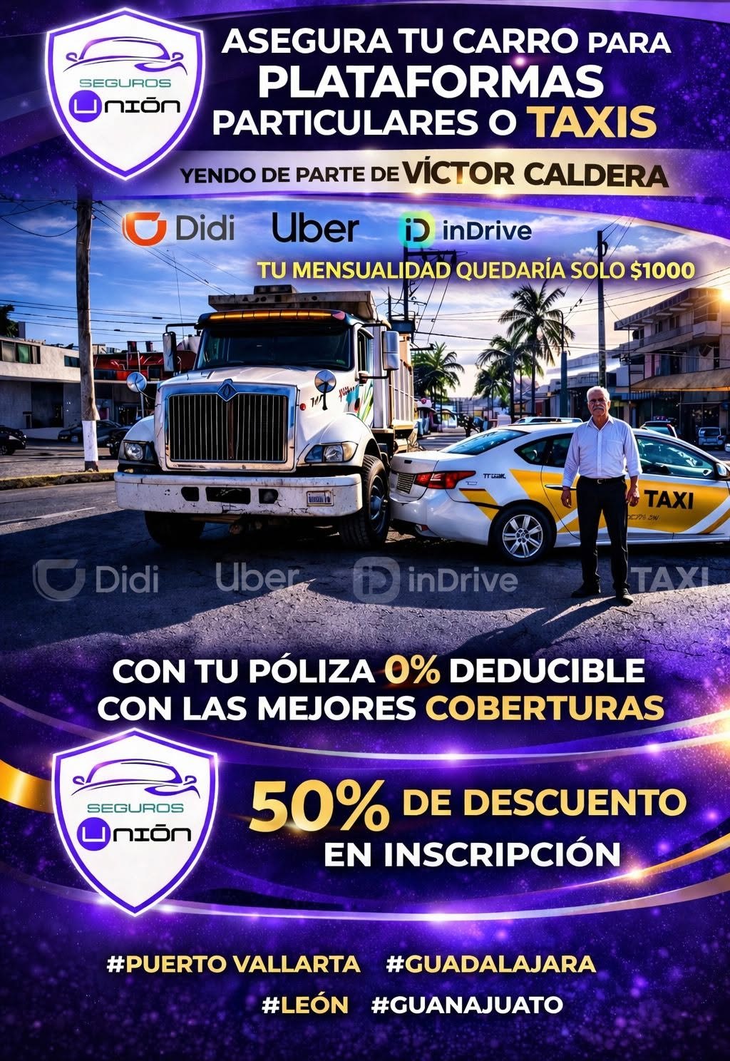 Promoción Seguros Unión para plataformas, particulares y taxis
